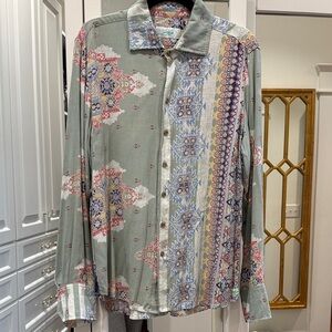 Seaplane Men's Patterned Shirt - Green and Blue